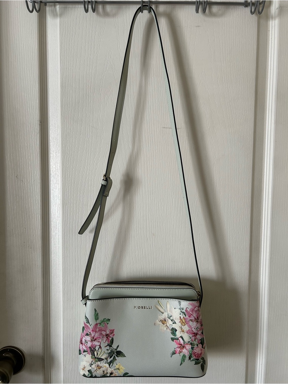 Fiorelli Bethnal Light Green Floral Butterfly Triple Compartment Crossbody Purse